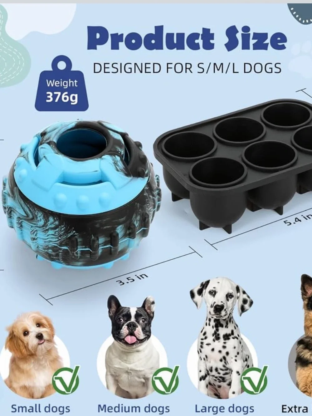 Fillable Dog Toy - Blue & Black Interactive Treat Dispenser